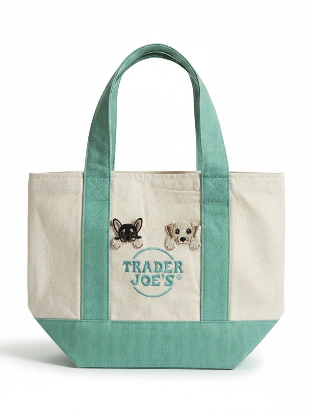 Custom Trader Joe’s Mini Pastel Canvas Tote Bag - Puppy Patches